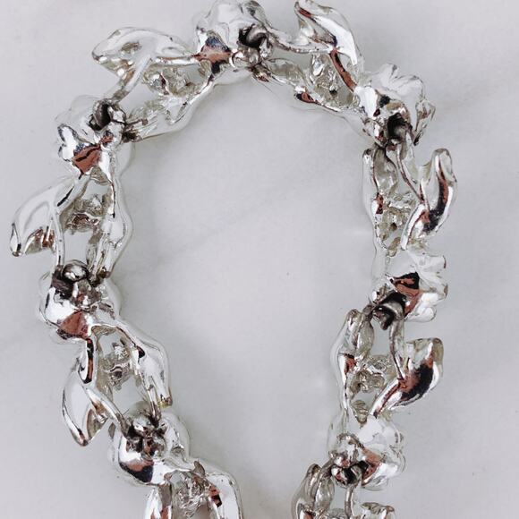 VTG Signed Judy Lee Mid Century Moonglow Lucite AB Rhinestone Silver Tone Choker - Picture 9 of 16